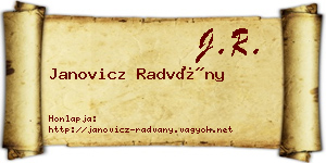 Janovicz Radvány névjegykártya